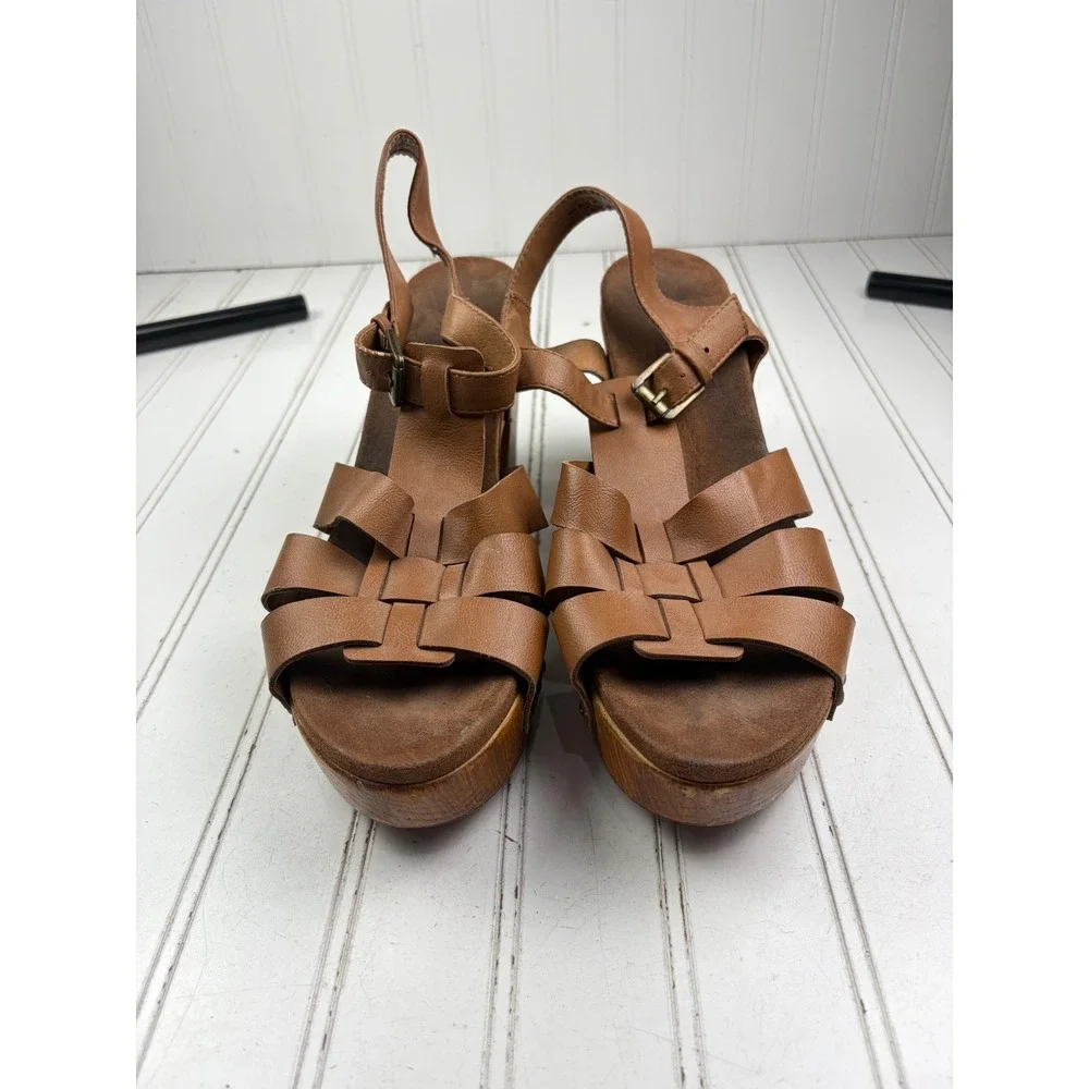 White Mountain Vintage Y2K Bohemian Cork Wedge Studded Sandals Women's Size 11M